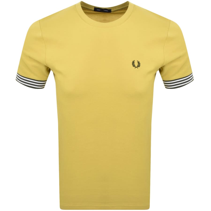 Fred Perry Striped Cuff T Shirt Yellow | Mainline Menswear
